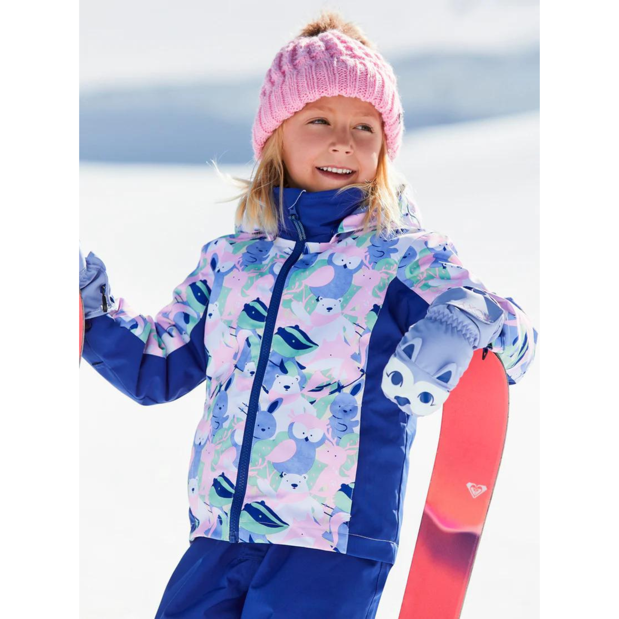 Roxy Girl's Snowy Tale Jacket - Bright White Mountains